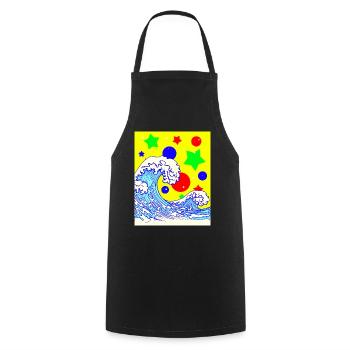 Clowncore Aesthetic Great Wave Off Kanagawa - Cooking Apron - black - Front - AI Model Male 185 dark (185cm)
