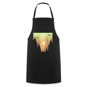 Cryptidcore Aesthetic Kawaii Bear UFO - Cooking Apron - black - Front - AI Model Male 185 dark (185cm)