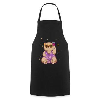 Boujee Aesthetic Kawaii Bear Wine Bougie - Kochschürze - Schwarz - Vorne - AI Model Male 185 dark (185cm)