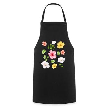 Coconut Girl Fleurs d’hibiscus esthétiques - Tablier de cuisine - noir - Devant - AI Model Male 185 dark (185cm)