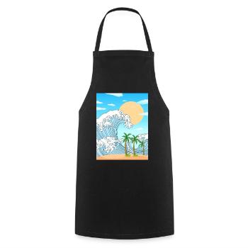 Coconut Girl Aesthetic Great Wave Off Kanagawa - Kochschürze - Schwarz - Vorne - AI Model Male 185 dark (185cm)