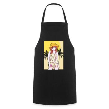 Coconut Girl Esthétique Anime Girl Summer Beach - Tablier de cuisine - noir - Devant - AI Model Male 185 dark (185cm)