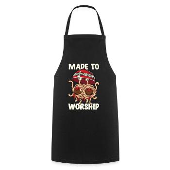 Flying Spaghetti Monster FSM Pastafarian - Cooking Apron - black - Front - AI Model Male 185 dark (185cm)