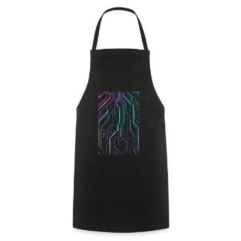 Cyber Vaporwave Esthétique Futuriste - Tablier de cuisine - noir - Devant - AI Model Male 185 dark (185cm)