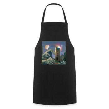 Atom Punk Esthétique Vaporwave Futuriste - Tablier de cuisine - noir - Devant - AI Model Male 185 dark (185cm)