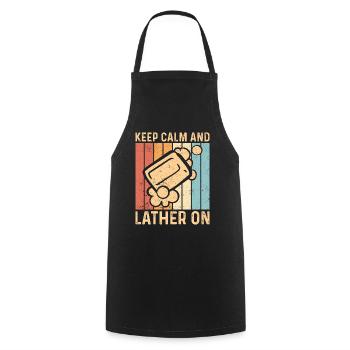 Fabricant de savon amusant - Tablier de cuisine - noir - Devant - AI Model Male 185 dark (185cm)