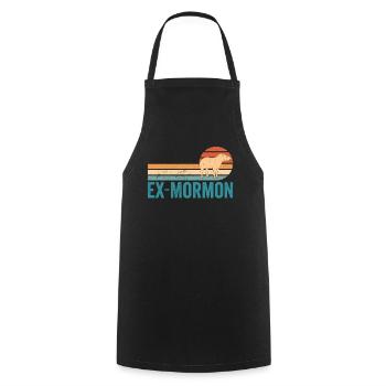 Ex Mormon Tapir Horse LDS Retro Exmo - Cooking Apron - black - Front - AI Model Male 185 dark (185cm)