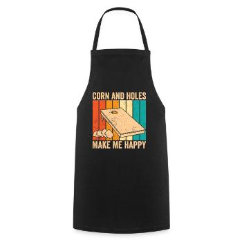 Funny Cornhole Corn Hole Retro - Cooking Apron - black - Front - AI Model Male 185 dark (185cm)