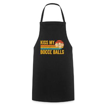 Drôle de boule de boccia rétro - Tablier de cuisine - noir - Devant - AI Model Male 185 dark (185cm)