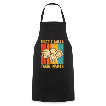 Funny Boccia Ball Retro - Cooking Apron - black - Front - AI Model Male 185 dark (185cm)