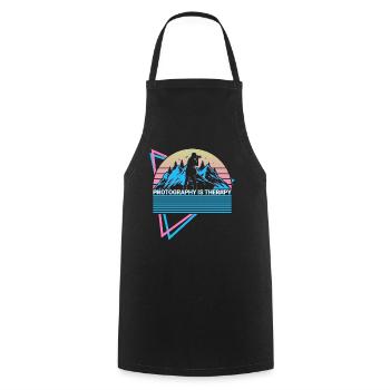 Photography is therapy photographer - Cooking Apron - black - Front - AI Model Male 185 dark (185cm)