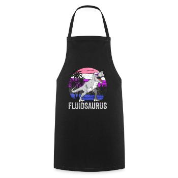 Genre Fluid Pride Flag Dinosaure Trex LGB - Tablier de cuisine - noir - Devant - AI Model Male 185 dark (185cm)