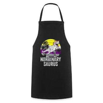 Non Binary Pride Flag Dinosaur Trex LGBTQ - Cooking Apron - black - Front - AI Model Male 185 dark (185cm)
