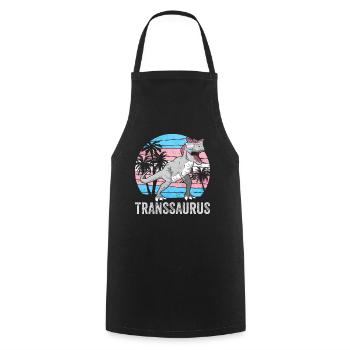 Transgender Stolz Trans Flagge Dinosaurier Trex LG - Kochschürze - Schwarz - Vorne - AI Model Male 185 dark (185cm)