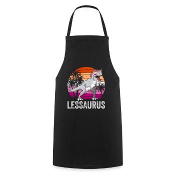 Lesbian Pride Flag Dinosaur Trex LGBTQ - Cooking Apron - black - Front - AI Model Male 185 dark (185cm)