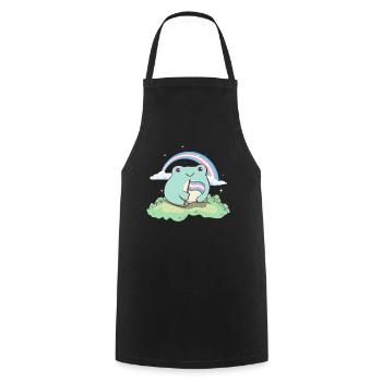 Transgender Stolz Trans Flagge Frosch Subtil LGBTQ - Kochschürze - Schwarz - Vorne - AI Model Male 185 dark (185cm)