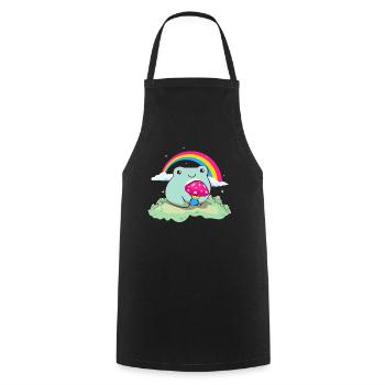 Pansexual Pride Pan Flag Cute Frog Mushroom Subtle - Kochschürze - Schwarz - Vorne - AI Model Male 185 dark (185cm)