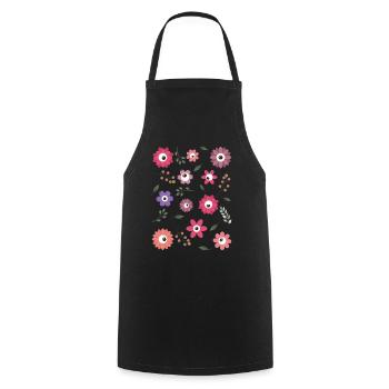 Weirdcore Aesthetic Floral Eyes Pattern - Cooking Apron - black - Front - AI Model Male 185 dark (185cm)