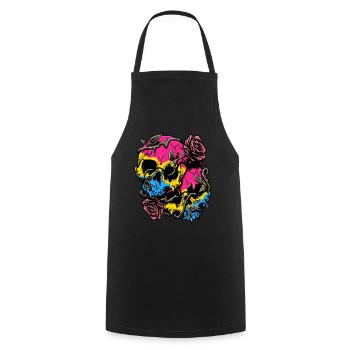 Pansexual Pride Pan Flag Skull Roses Subtil LGBTQ - Kochschürze - Schwarz - Vorne - AI Model Male 185 dark (185cm)