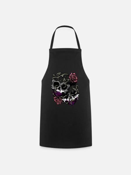 Asexual Pride Ace Flag Skull Roses Subtile LGBTQ - Kochschürze - Schwarz