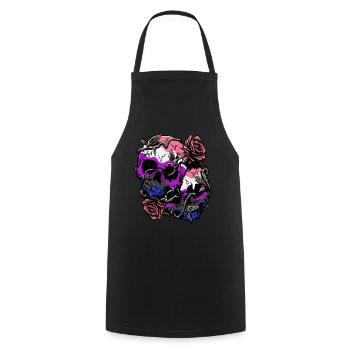 Genre Fluid Fierté Drapeau Crâne Roses Subtil LGB - Tablier de cuisine - noir - Devant - AI Model Male 185 dark (185cm)