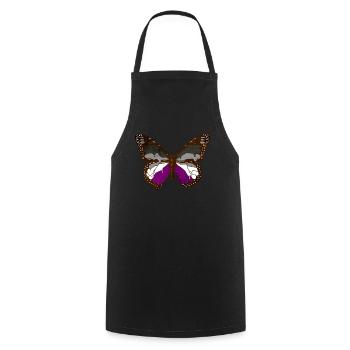 Asexual Pride Ace Flag Butterfly Subtil LG - Tablier de cuisine - noir - Devant - AI Model Male 185 dark (185cm)