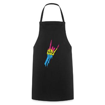 Pansexual Pride Pan Flag Devil Horn Skeleton - Cooking Apron - black - Front - AI Model Male 185 dark (185cm)
