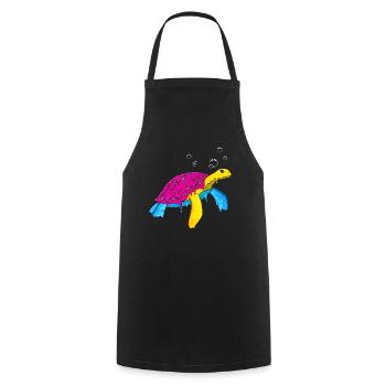 Pansexual Pride Pan Flag Sea Turtle Subt - Tablier de cuisine - noir - Devant - AI Model Male 185 dark (185cm)