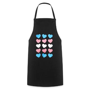 Transgender Stolz Trans Flagge Herzen Subtile LGBT - Kochschürze - Schwarz - Vorne - AI Model Male 185 dark (185cm)