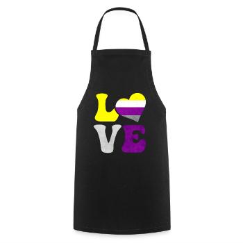 Non-binary pride flag LOVE heart LGBTQ - Cooking Apron - black - Front - AI Model Male 185 dark (185cm)