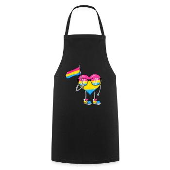 Pansexual Pride Pan Flag Coeur Sublte LGBTQ - Tablier de cuisine - noir - Devant - AI Model Male 185 dark (185cm)