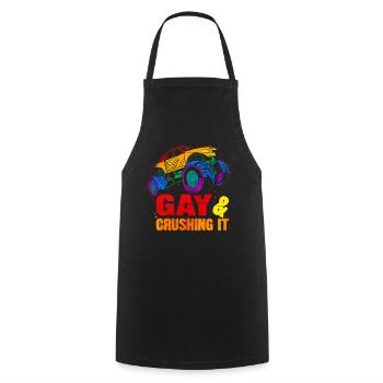 Gay Pride Regenbogenflagge Monster Truck - Kochschürze - Schwarz - Vorne - AI Model Male 185 dark (185cm)