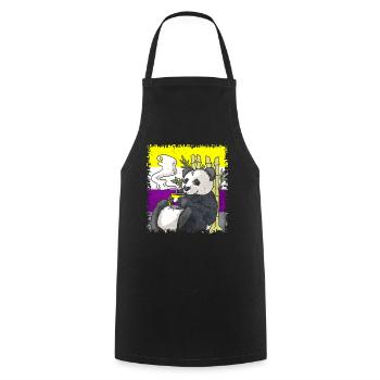 Nicht binäre Stolz Flagge Panda Kaffee Sublte LGBT - Kochschürze - Schwarz - Vorne - AI Model Male 185 dark (185cm)