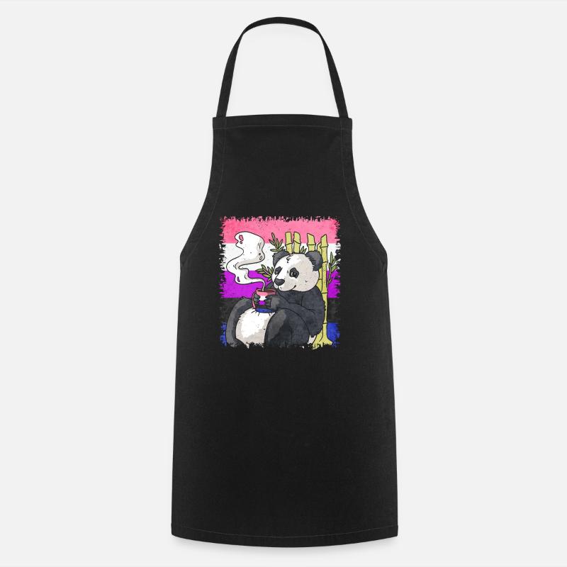 Geschlecht Fluid Stolz Flagge Panda Kaffee Sublte - Kochschürze - Schwarz