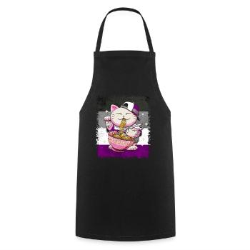 Asexual Pride Ass Flag Japanese Ramen Cat - Cooking Apron - black - Front - AI Model Male 185 dark (185cm)