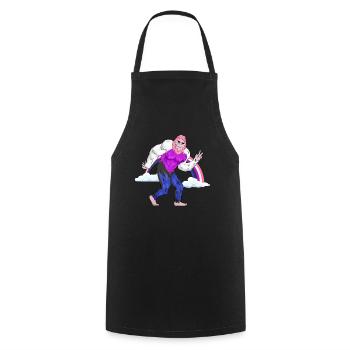 Genre Fluid Pride Flag Arc-en-ciel Bigfoot Sasqu - Tablier de cuisine - noir - Devant - AI Model Male 185 dark (185cm)