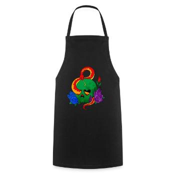 Homosexuell Stolz Regenbogenflagge Schädel Schlang - Kochschürze - Schwarz - Vorne - AI Model Male 185 dark (185cm)
