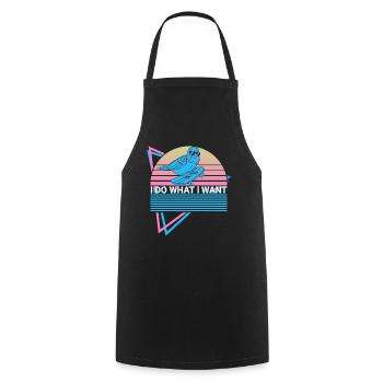 Budgie Parakeet Retro - Cooking Apron - black - Front - AI Model Male 185 dark (185cm)