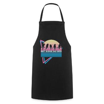 Budgie Parakeet Retro - Cooking Apron - black - Front - AI Model Male 185 dark (185cm)