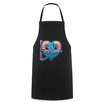I love my pharmacist pharmacy retro - Cooking Apron - black - Front - AI Model Male 185 dark (185cm)
