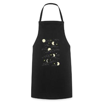 Whimsigoth Celestial Moon Star Pattern - Cooking Apron - black - Front - AI Model Male 185 dark (185cm)