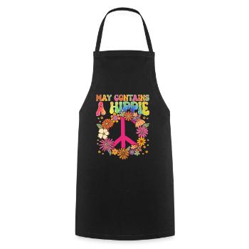 Lustige Hippie Frieden Freundlichkeit Groovy - Kochschürze - Schwarz - Vorne - AI Model Male 185 dark (185cm)