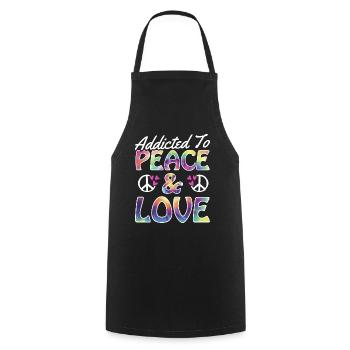 Lustige Hippie Frieden Freundlichkeit Groovy - Kochschürze - Schwarz - Vorne - AI Model Male 185 dark (185cm)