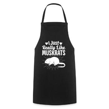 Rat musqué rétro - Tablier de cuisine - noir - Devant - AI Model Male 185 dark (185cm)