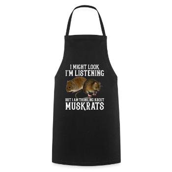 Rat musqué rétro - Tablier de cuisine - noir - Devant - AI Model Male 185 dark (185cm)