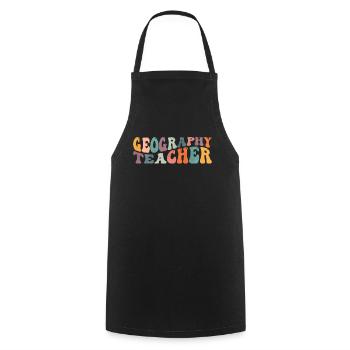 Groovy Geography Teacher Geographer Map Lesson - Tablier de cuisine - noir - Devant - AI Model Male 185 dark (185cm)