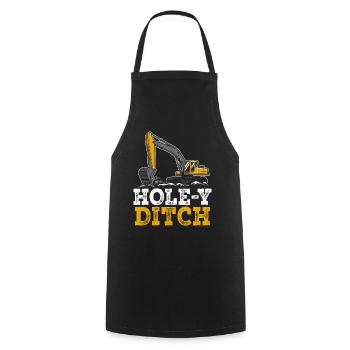 Funny Excavator Driver Heavy Equipment HEO - Cooking Apron - black - Front - AI Model Male 185 dark (185cm)