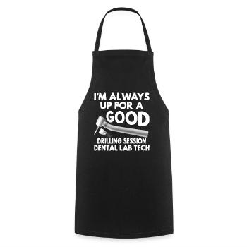 Funny Drilling Session Dental Lab Technician - Cooking Apron - black - Front - AI Model Male 185 dark (185cm)