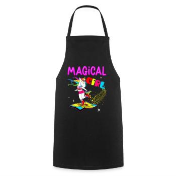 Magical Girl Unicorn Vintage Year 70 80 90 - Cooking Apron - black - Front - AI Model Male 185 dark (185cm)