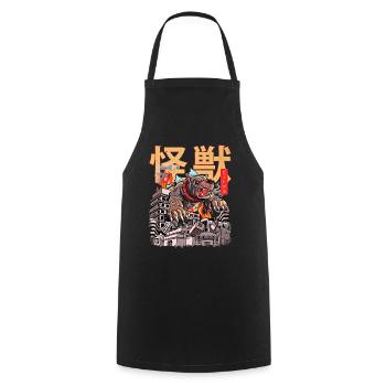Kaiju Pitbull Japanese Anime Monster Dog - Cooking Apron - black - Front - AI Model Male 185 dark (185cm)
